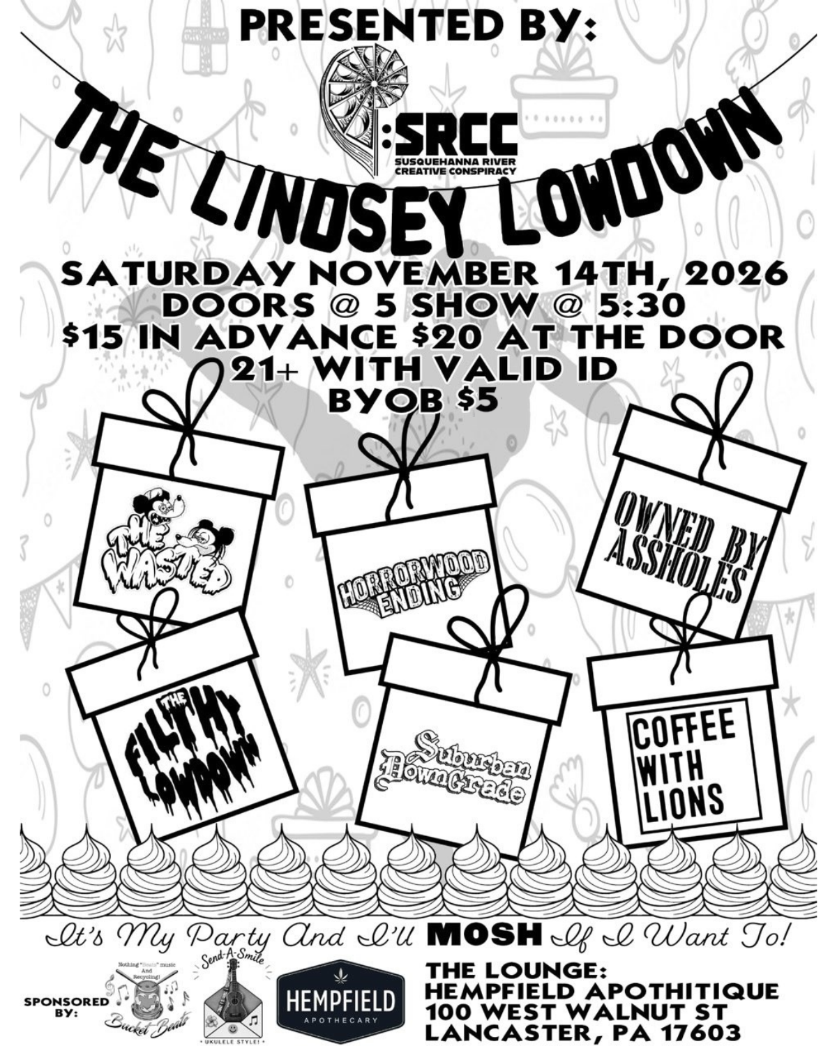 Live MusicSRCC Night in The Lounge | The Filthy Lowdown, Suburban Downgrade, Scarboro, Owned By Assholes, The Wasted, Coffee With Lions